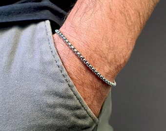 Mens steel bracelet. Stainless steel bracelet for man. Venetian steel chain bracelet. Mens stainless steel bracelet. Gifts for him.