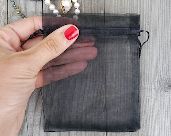 Black organza drawstring pouch. Organza bag for jewelry. Organza bag for gifts. Gifts drawstring pouch. Organza packaging