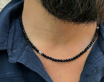 Collier pour homme en onyx noir. Collier en onyx pour homme. Bijoux pour hommes. Collier noir. Idée cadeau pour homme