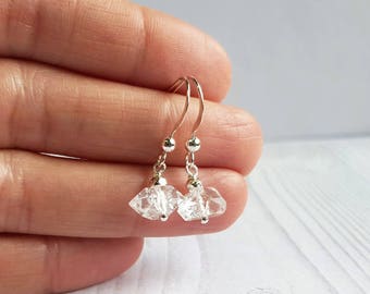 Herkimer Diamond earrings. Small Herkimer Diamond. Gemstones earring. Bride / bridesmaid / girlfriend / sister / mother / Bestfriend gifts