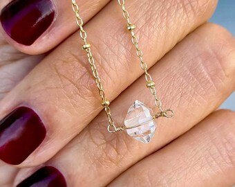 Herkimer Diamond necklace. Herkimer Diamond choker. Herkimer Diamond and gold filled necklace. Gifts for her. Handcrafted necklace