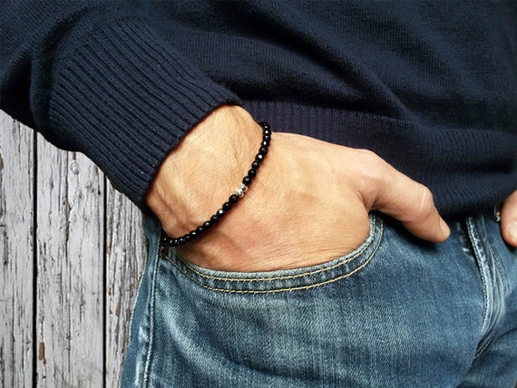 Mens Black Onyx Bracelet. Bracelets for Man. Thin Bracelet Mens Black Onyx Bracelet. Bracelets for Man. Thin Bracelet