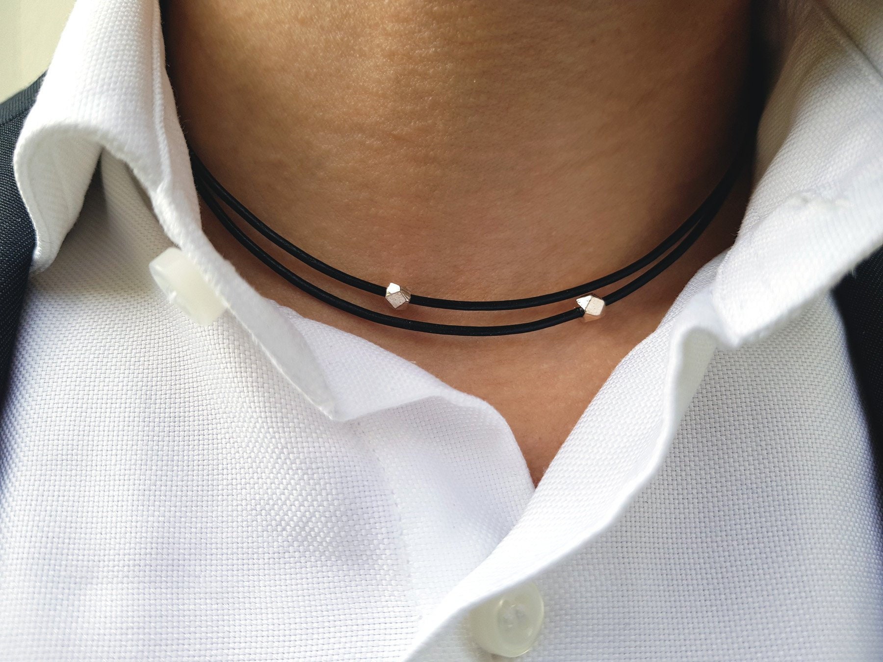 Mens Leather Necklace. Leather Choker 