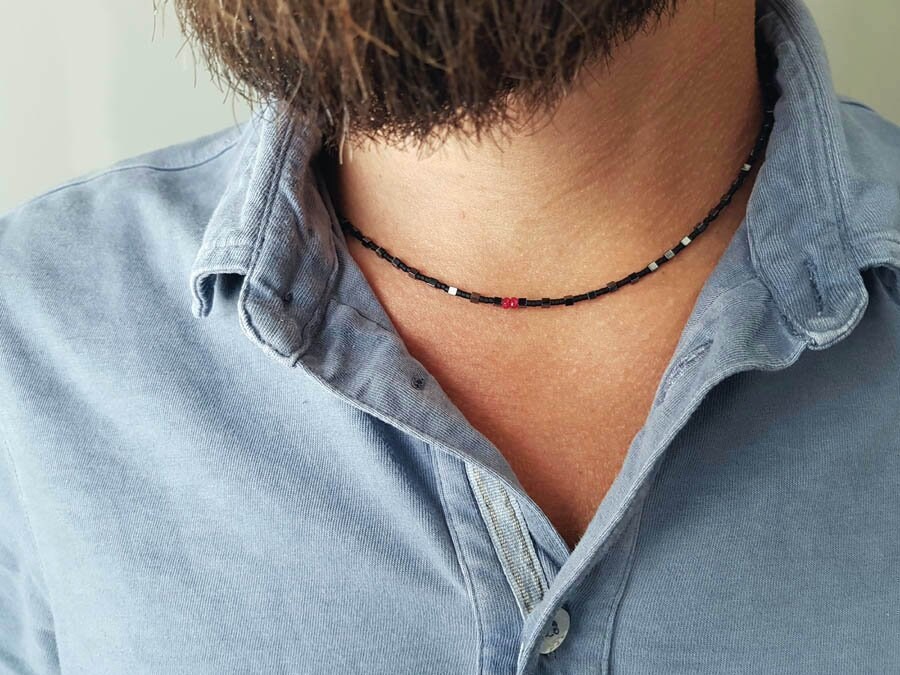 Hematite Necklace. Mens Gemstones 