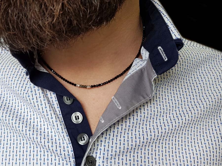 Men. Minimal Spinel Necklace. Mens 