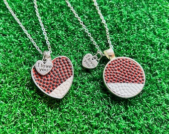 I Love You Football Necklace / Real Football Cover - Football Gift - Silver Finish Heart or Round