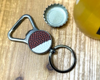 Bottle Opener Keychain - Authentic Football Cover - Gift for Football Fan