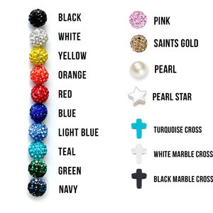 CUSTOM Baseball Sparkle Beaded Necklace 10mm Disco Balls Baseball Player Drip Stretch Cord Select Your Team Colors image 2