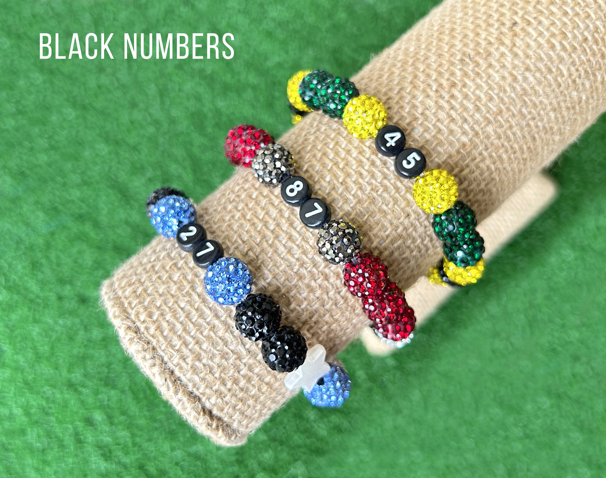 PERSONALIZED Bracelet - Baseball/Softball Sparkle Beads - 10mm Disco Balls - Baseball Drip - Stretch Cord - Customize Team Colors add Name