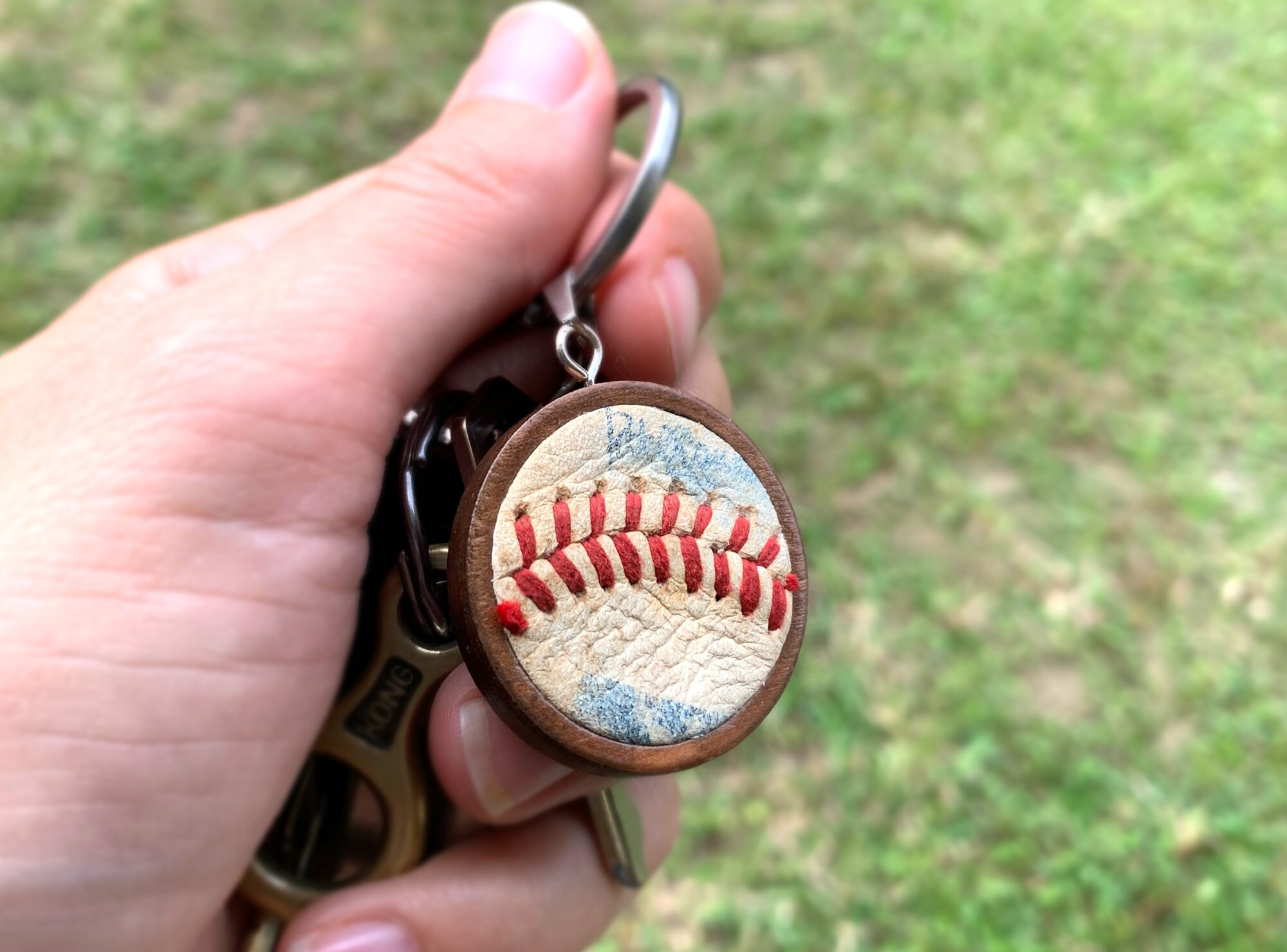Genuine Baseball Cover Keychain Baseball Seams Set in 30mm Etsy