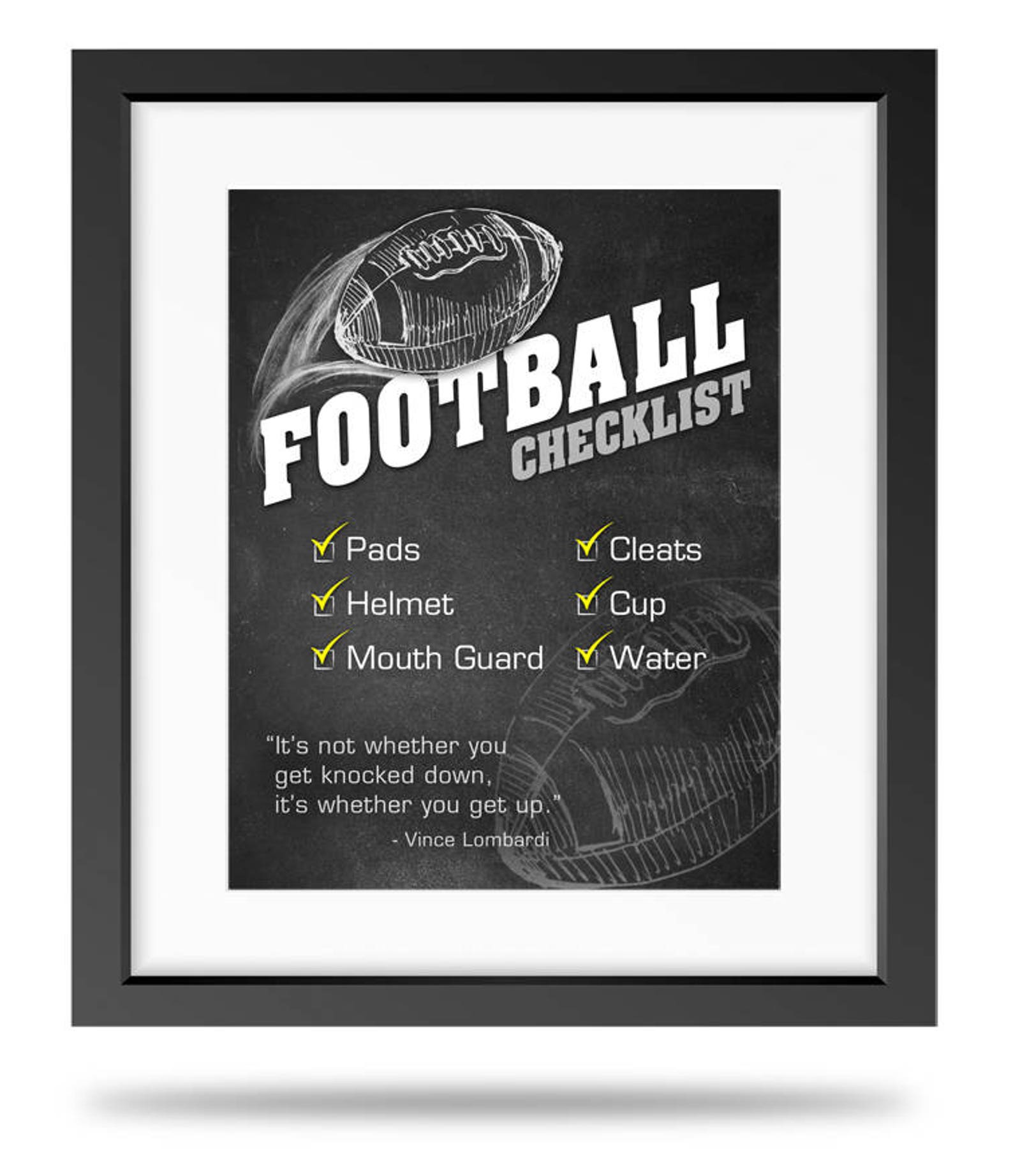 FOOTBALL Sports Gear Checklist for Kids 8x10 Art Etsy España