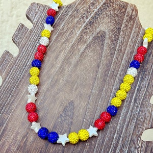 Red Yellow Blue White Baseball Player Necklace with Pearl Stars Sparkle Rhinestone Disco Balls Venezuela Baseball Drip Acuna Jr image 3