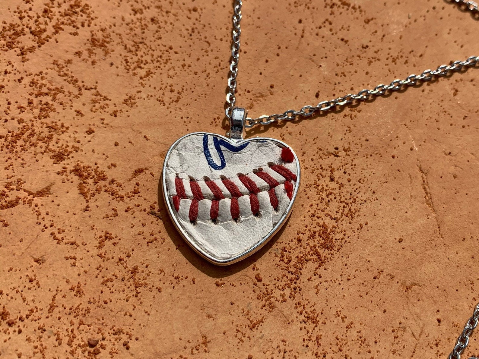 Authentic Baseball Necklace W/ Seams / Laces Real Baseball Etsy