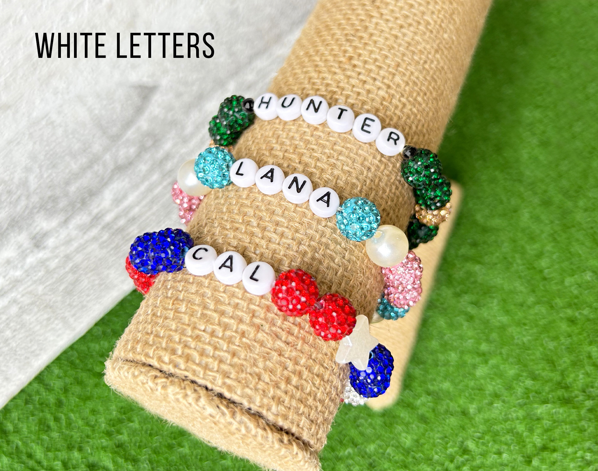 PERSONALIZED Bracelet - Baseball/Softball Sparkle Beads - 10mm Disco Balls - Baseball Drip - Stretch Cord - Customize Team Colors add Name