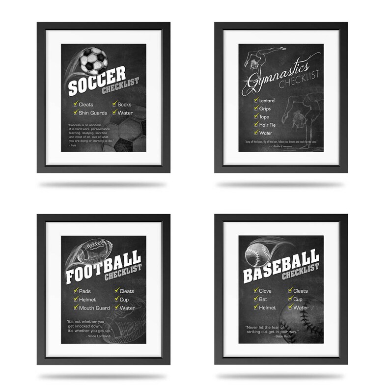 BASEBALL Sports Gear Checklist for Kids 8x10 Art Etsy