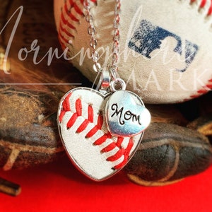 Authentic Baseball Mom Necklace w/ Seams / Laces - Real baseball Jewelry - Silver Finish Heart w/ 24" Chain - Mother’s Day Gift for Mom