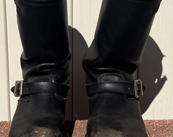 6E Vintage Chippewa Brand Black Leather Engineer Work Motorcycle