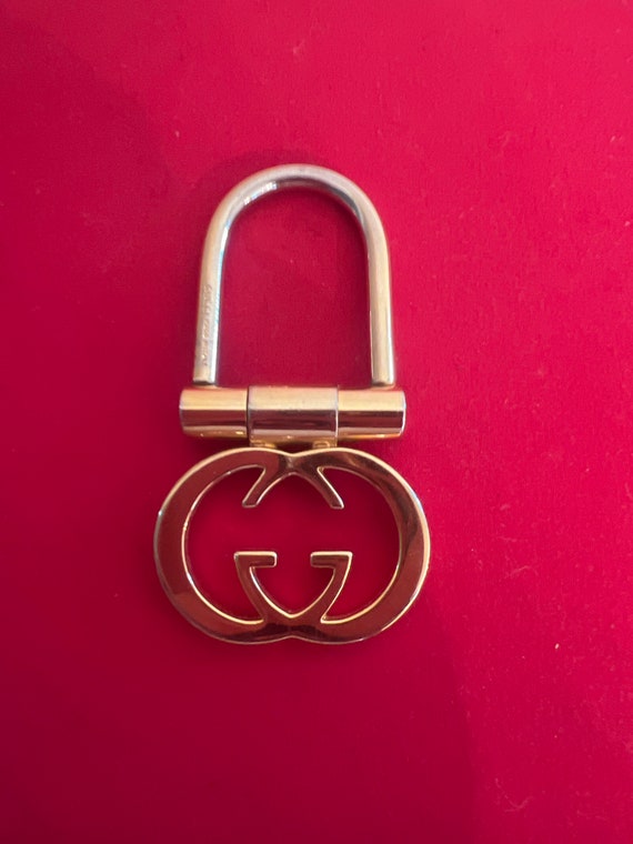 GUCCI Old Gucci Gold x Brown Bag Charm Key Ring Keychain W/Box Vintage Mint  | eBay