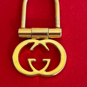GUCCI Key holder Key ring Key chain Bag charm AUTH Rare Gold Logo Red  Vintage
