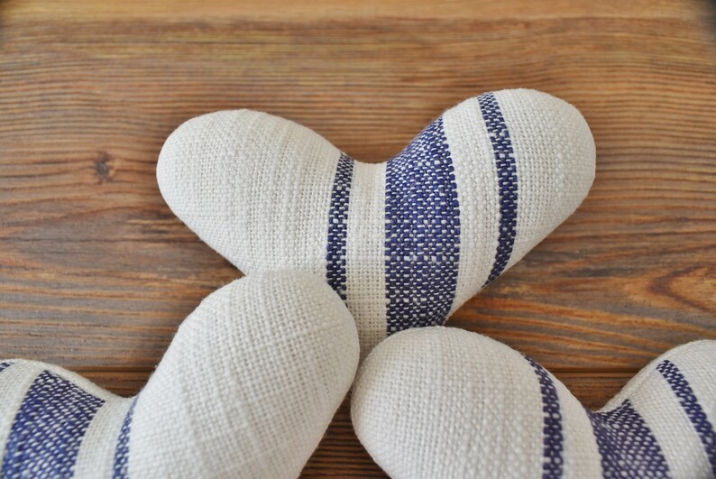 Primitive Heart Bowl Fillers ~ Grain Sack Fabric ~ Farmhouse Ornies
