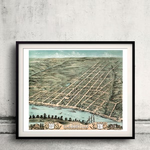 Bird&#39;s eye view of Clarksville - Tennessee - 1870 - SKU 0167