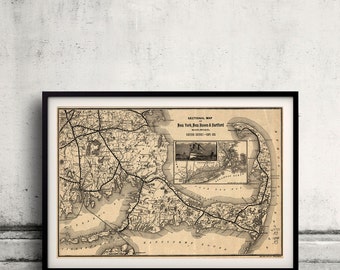 Sectional Map of New York, New Haven and Hartford Railroad Eastern - 1893 - SKU 0325