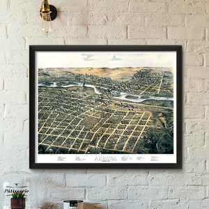 Birds eye view of the city of Aurora - Illinois - 1868 - SKU 0319