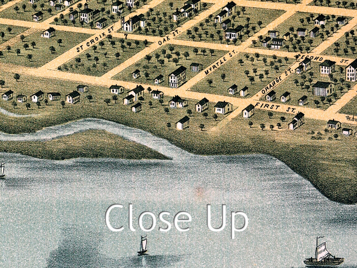 Bird's Eye View of the City of Hudson, St. Croix County, Wisconsin 1870 SKU 0262 Etsy