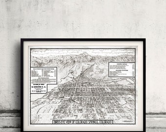 Bird's eye view of Colorado Springs - Colorado - 1909 - FREE SHIPPING - SKU 0194