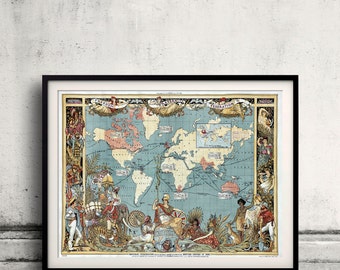 Mappa mondiale - Impero Britannico - 1886 - SKU 0029