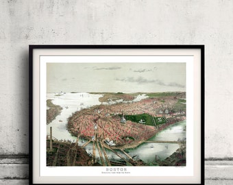 Boston - bird's eye view from the north - 1877 - SKU 0112