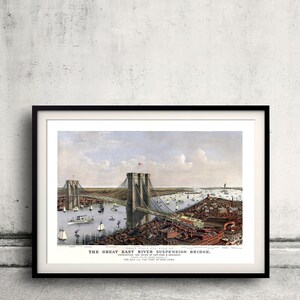 Bird's eye view of New York - Great East River Suspension Bridge - 1885 - SKU 0291