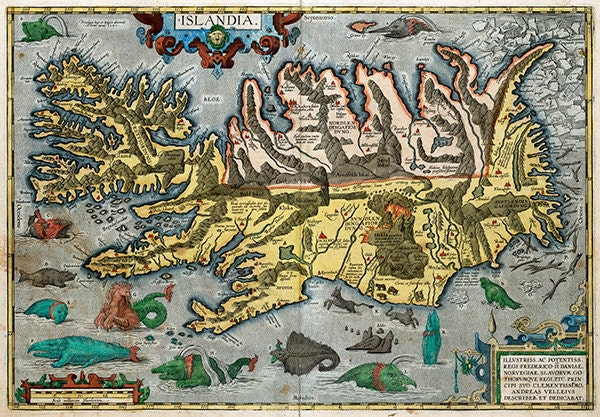 Iceland Map - Ortellius - 1585 - SKU 0326 - Etsy