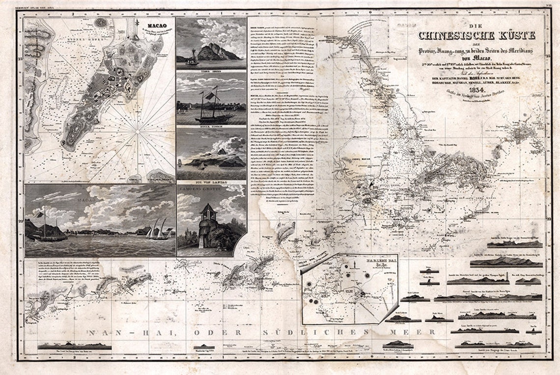 Map of Macao, Hong Kong and Pearl River Estuary - 1834 - SKU 0304 - Etsy