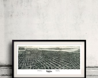 Bird's eye view of Tulsa - Oklahoma - 1918 - FREE SHIPPING - SKU 0228