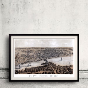 Bird&#39;s-eye view of the city of Peoria - Illinois - 1867 - SKU 0257