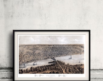 Bird's-eye view of the city of Peoria - Illinois - 1867 - SKU 0257