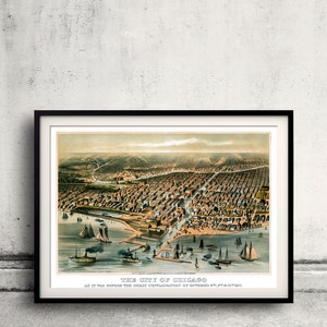 Vogelvlucht van de stad Chicago - Illinois - 1872 - SKU 0105