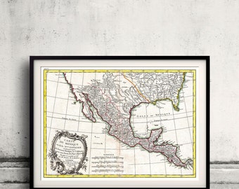 Map of Mexico, Texas, Louisiana and Florida - Bonne - 1771 - SKU 0269