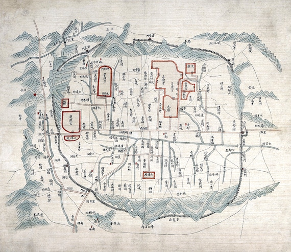 Map of Seoul - South Korea - 1800 - SKU 0303 - Etsy
