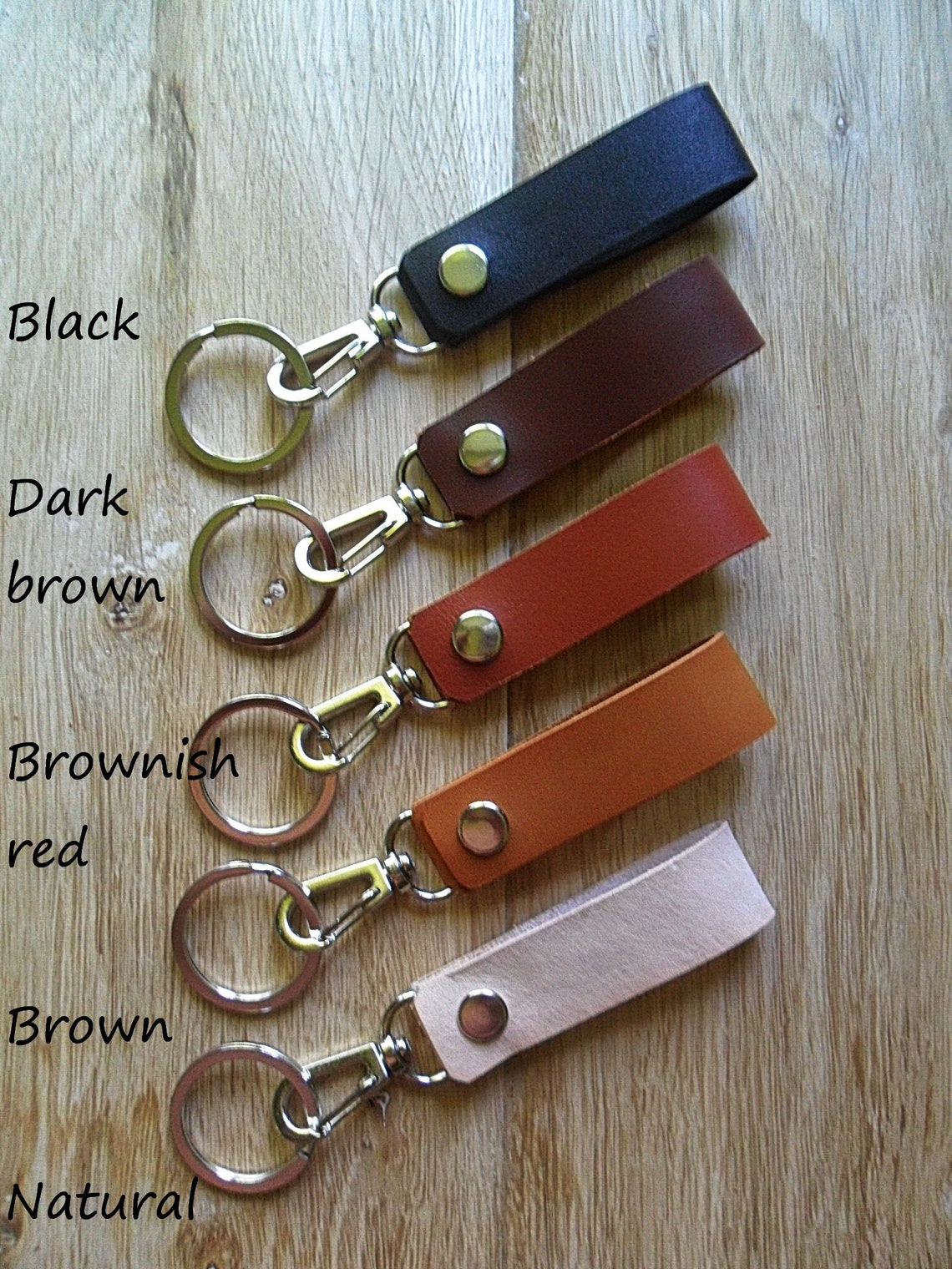 Leather strap keychain with swivel snap hooks Belt loop key Etsy