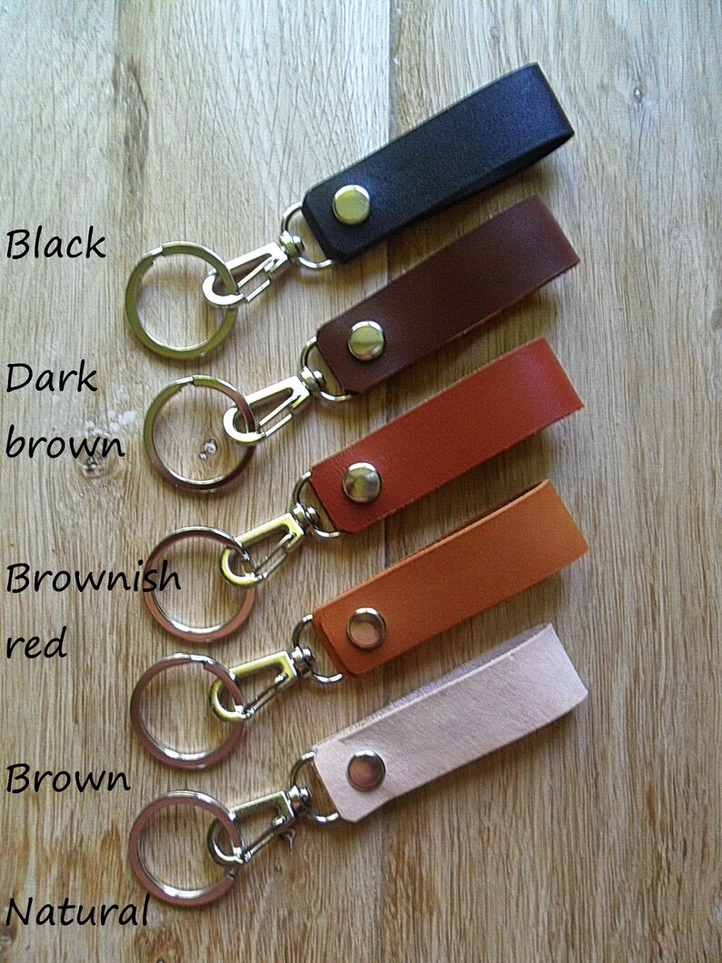 Leather strap keychain with swivel snap hooks Belt loop key Etsy