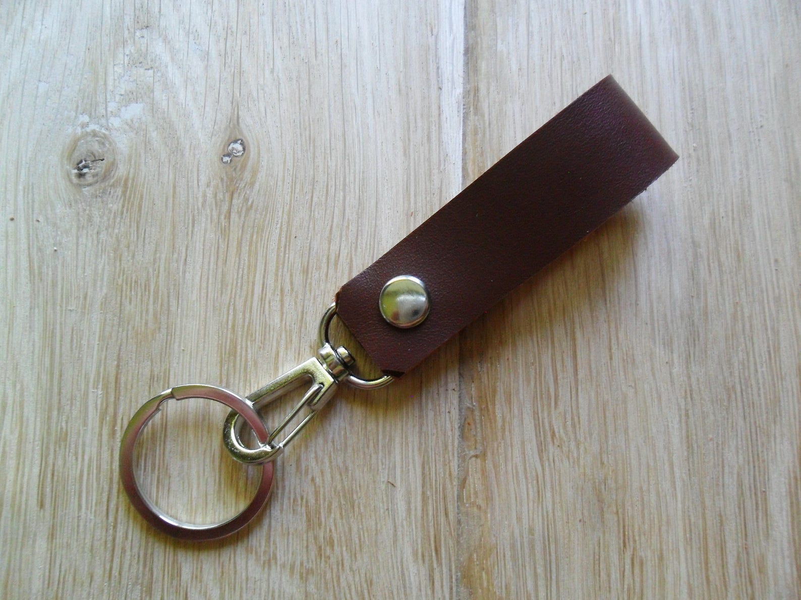 Leather strap keychain with swivel snap hooks Belt loop key Etsy