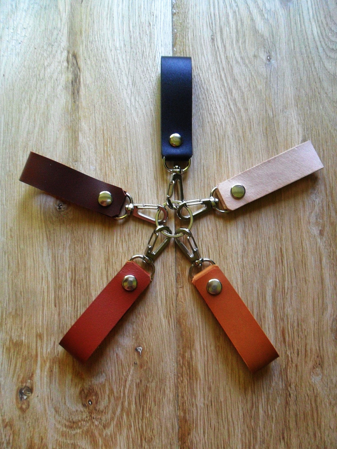 Leather strap keychain with swivel snap hooks Belt loop key Etsy