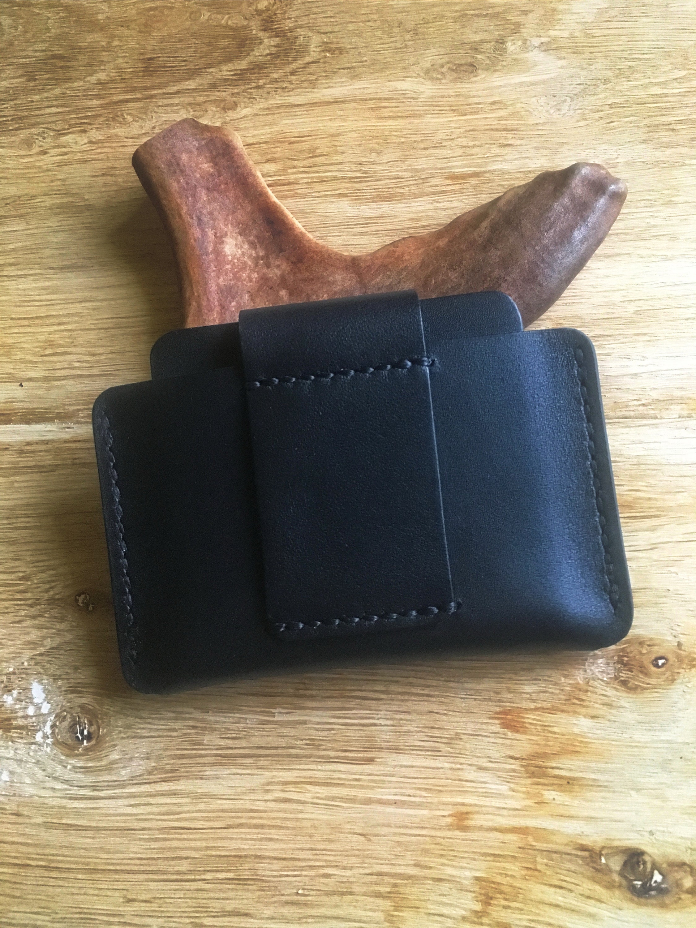 Mens leather belt wallet Black leather cardholder Credit card Etsy