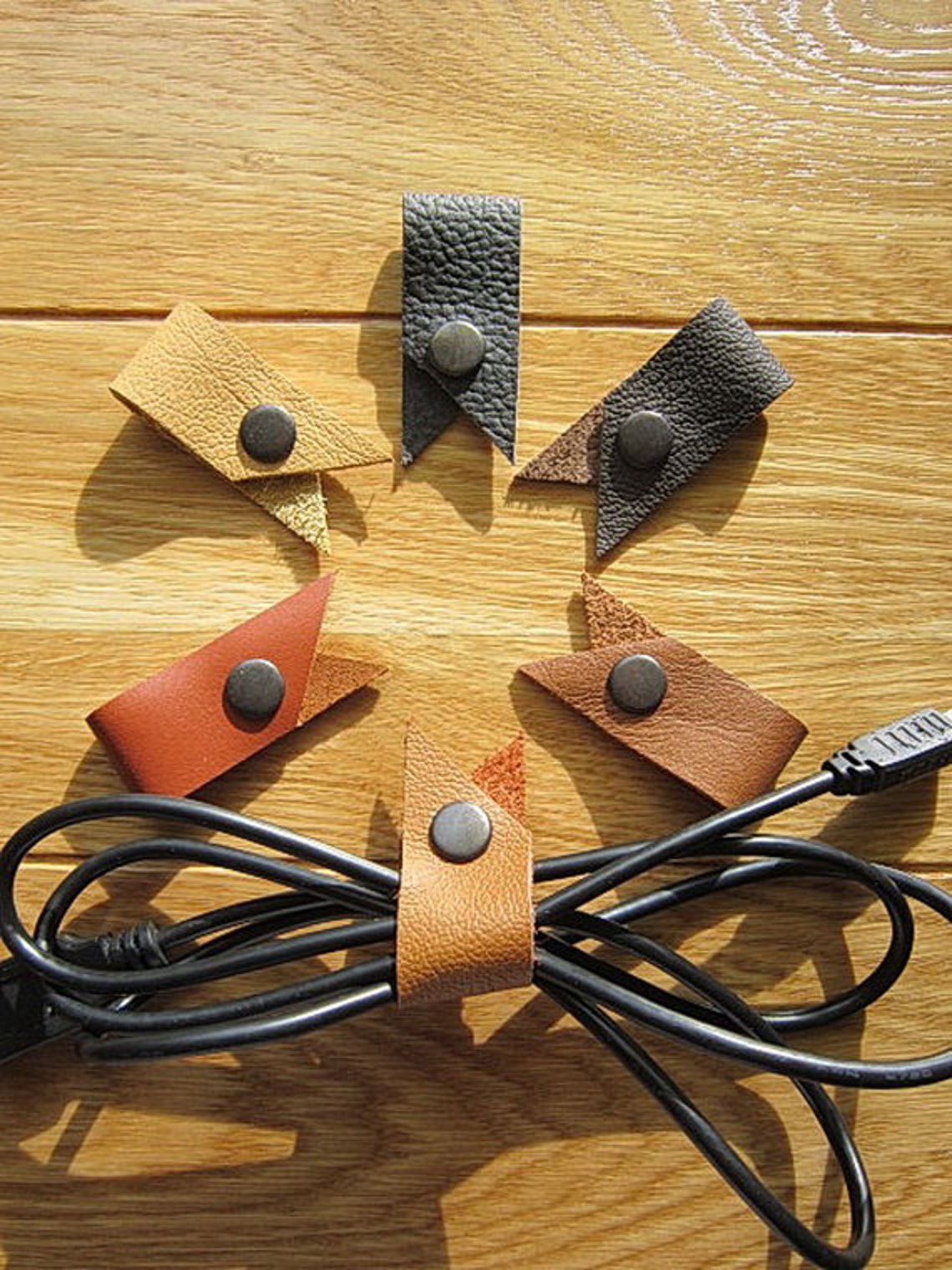 Cable organizer leather Cord keeper Leather headphone holders Etsy