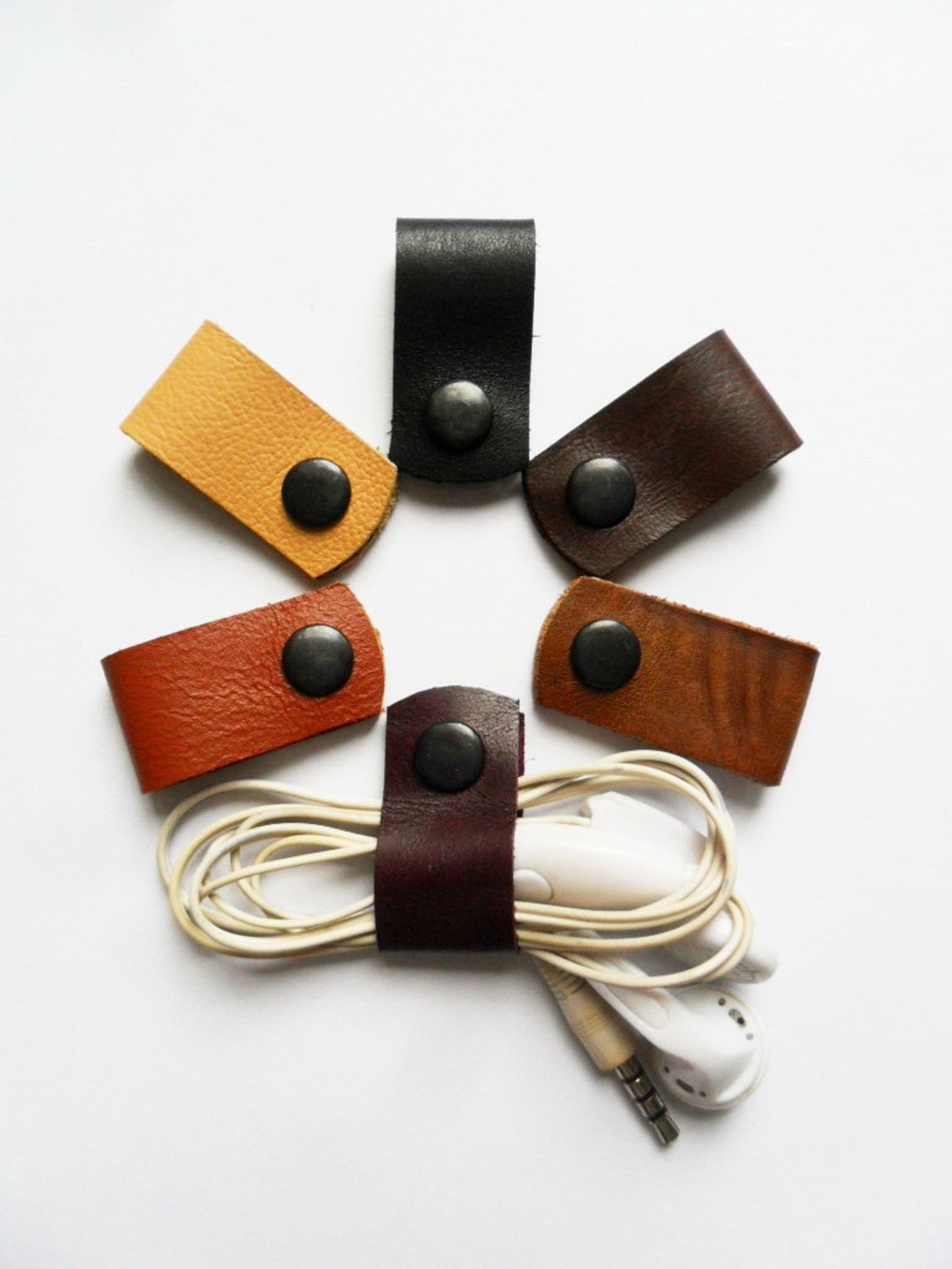 Leather Headphone Holder Cord Keeper Earphone Organizer Cable Etsy