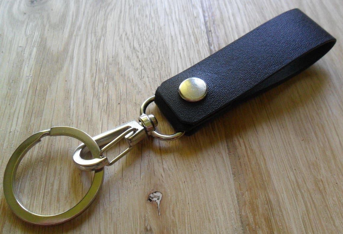 Leather strap keychain with swivel snap hooks Belt loop key Etsy