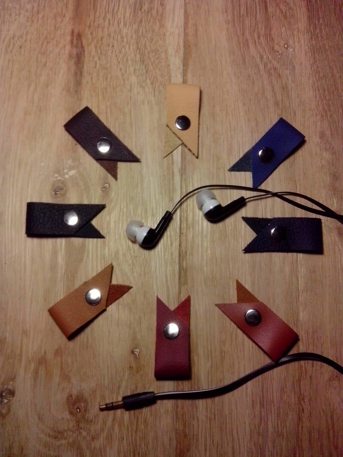 Earphone cord organizer Leather cord tidy Earphone clips Etsy
