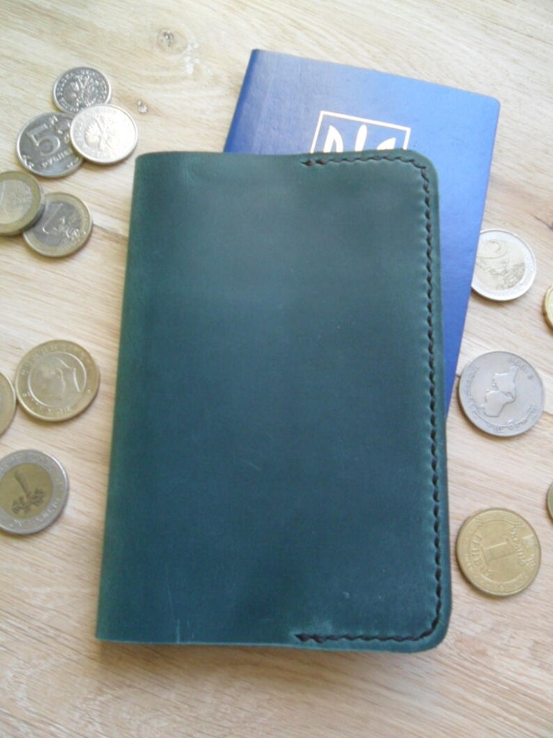 Simple green real leather passport cover Passport holder Etsy